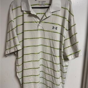 Under Armour Men's Polo Shirt with White and Green Stripes